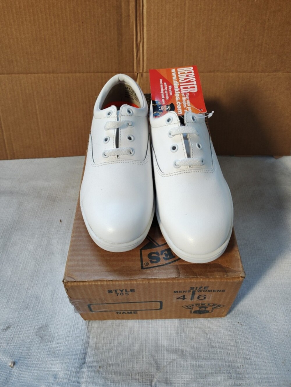 Unisex White Leather Lace-Up Work Shoe